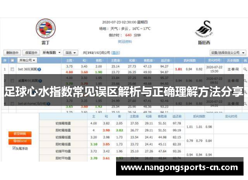 足球心水指数常见误区解析与正确理解方法分享